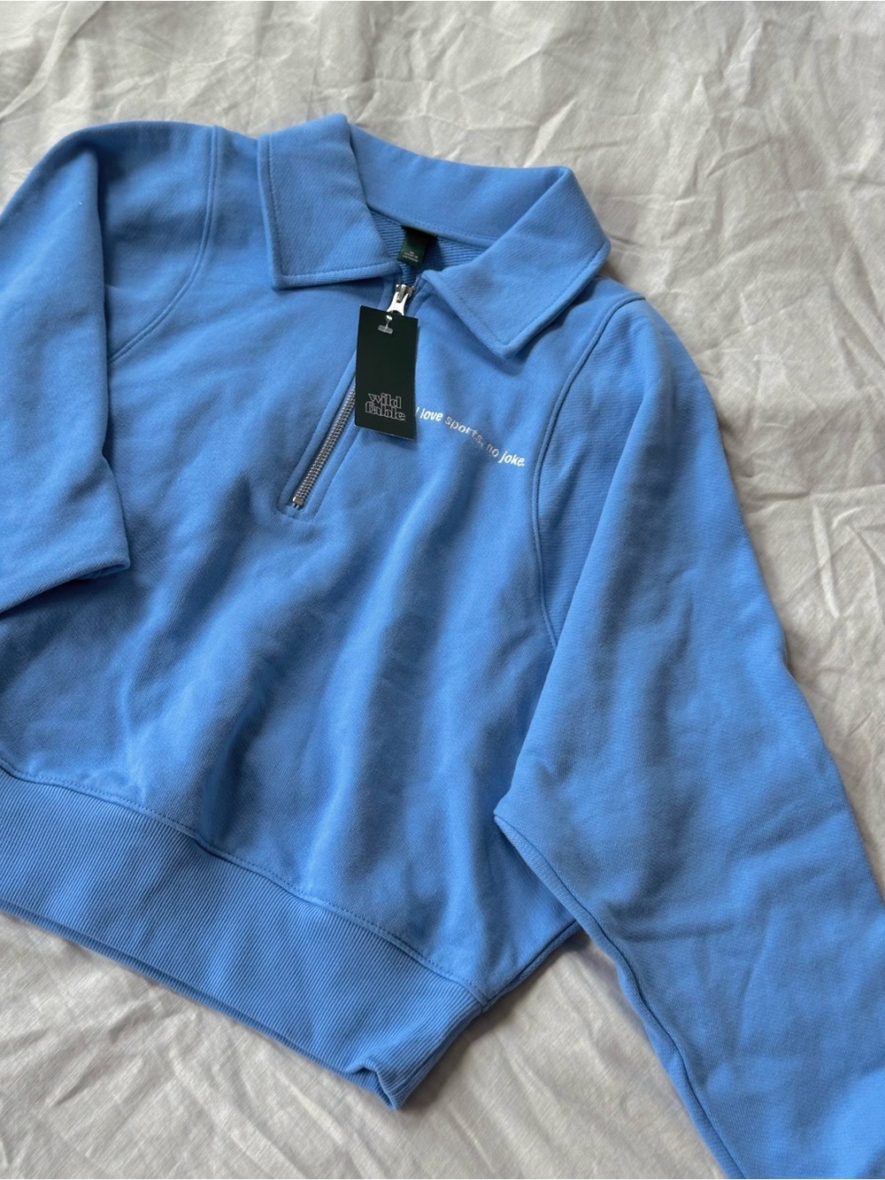 Women's Light Blue Quarter-Zip Collared Sweater